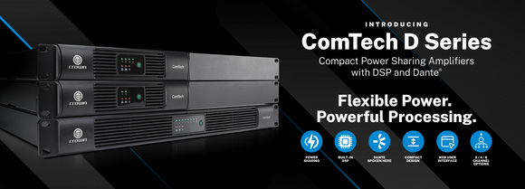 Crown Introduces ComTech D Series Power Sharing Amplifiers with DSP and Dante